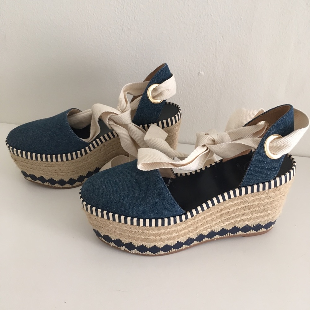 🆕 Tory Burch Denim Dandy Wedge - Picture 8 of 8